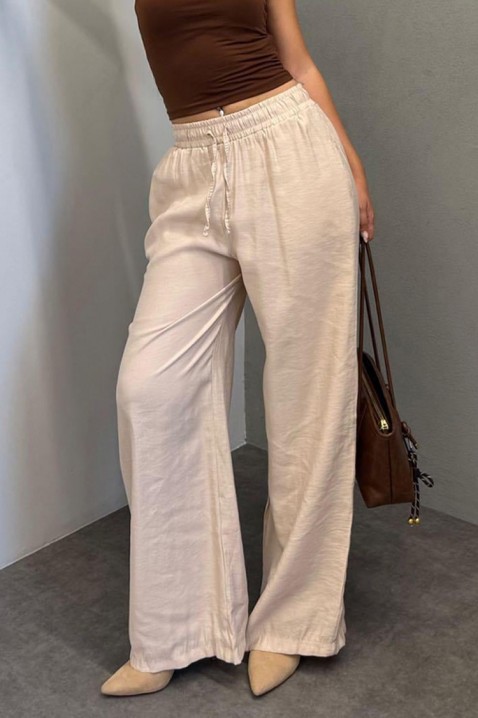 Pantaloni largi pentru femei, cu talie elastică LARENTIA BEIGE, Culoare: bej, IVET.RO - Reduceri de până la -80%