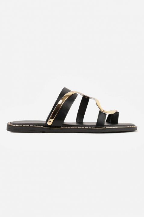 Papuci eleganți pentru femei, cu detalii metalice VIREXA BLACK, Culoare: negru, IVET.RO - Reduceri de până la -80%