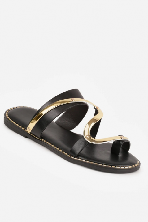 Papuci eleganți pentru femei, cu detalii metalice VIREXA BLACK, Culoare: negru, IVET.RO - Reduceri de până la -80%