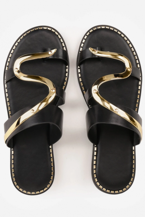 Papuci eleganți pentru femei, cu detalii metalice VIREXA BLACK, Culoare: negru, IVET.RO - Reduceri de până la -80%