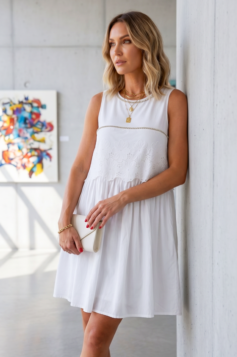 Rochie de vară din bumbac cu broderie ajurată KALISITA WHITE, Culoare: alb, IVET.RO - Reduceri de până la -80%