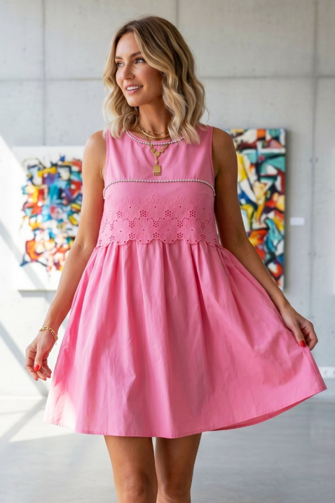 Rochie de vară din bumbac cu broderie ajurată KALISITA PINK, Culoare: roz, IVET.RO - Reduceri de până la -80%