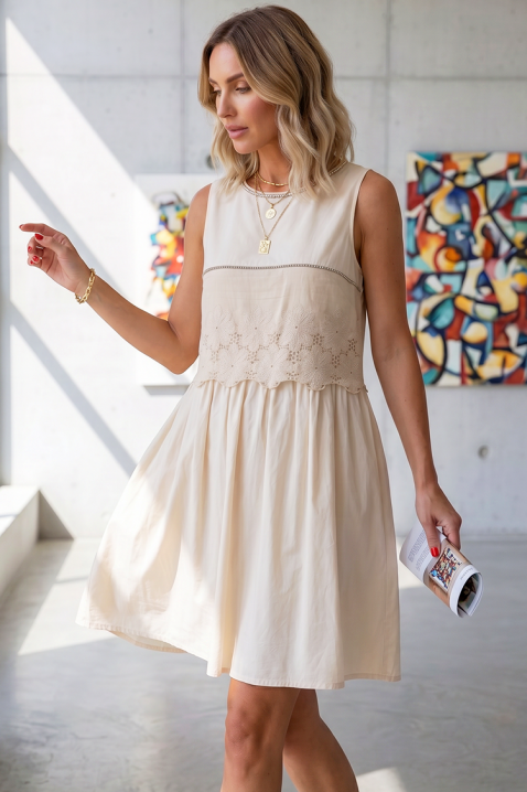 Rochie de vară din bumbac cu broderie ajurată KALISITA ECRU, Culoare: ecru, IVET.RO - Reduceri de până la -80%