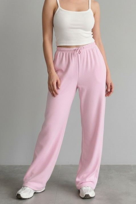 Pantaloni largi pentru femei, cu legătură și siluetă lejeră MIRAVELA PINK, Culoare: roz, IVET.RO - Reduceri de până la -80%