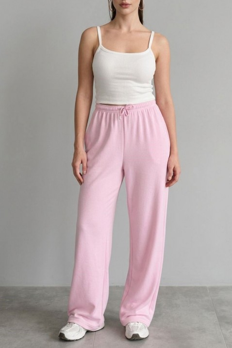 Pantaloni largi pentru femei, cu legătură și siluetă lejeră MIRAVELA PINK, Culoare: roz, IVET.RO - Reduceri de până la -80%