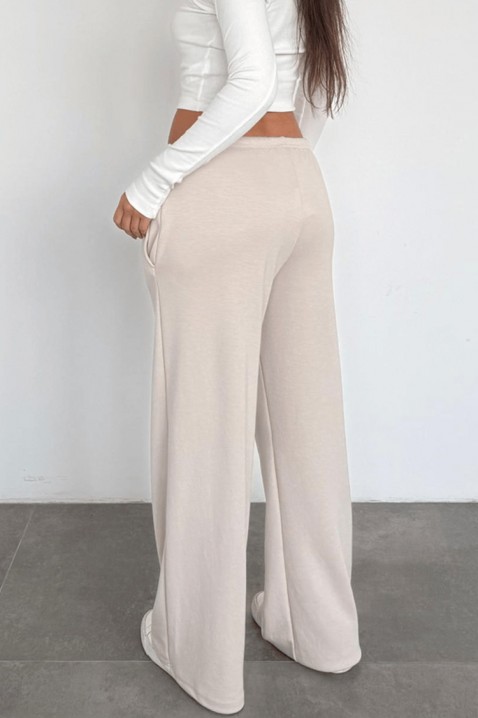 Pantaloni largi pentru femei, cu legătură și siluetă lejeră MIRAVELA BEIGE, Culoare: bej, IVET.RO - Reduceri de până la -80%