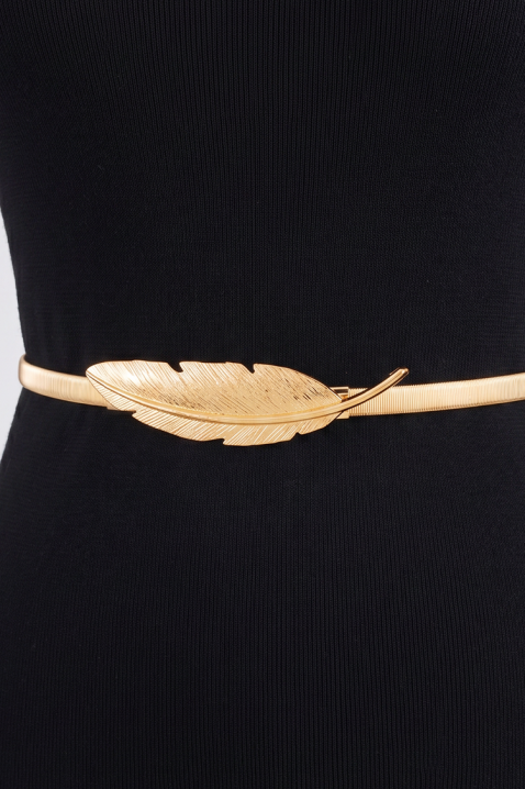 Curea elegantă pentru femei, de culoare aurie, cu o pană FEDERSA GOLD, Culoare: auriu, IVET.RO - Reduceri de până la -80%