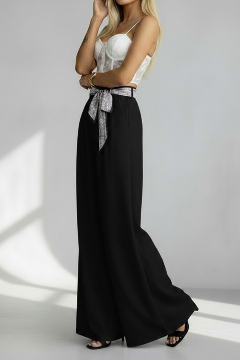 Pantaloni eleganți pentru femei, cu o curea spectaculoasă JULYANI BLACK, Culoare: negru, IVET.RO - Reduceri de până la -80%