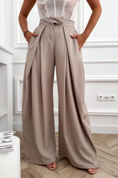 Pantaloni eleganți pentru femei, cu talie înaltă și picioare largi JOLYNE BEIGE, Culoare: bej, IVET.RO - Reduceri de până la -80%