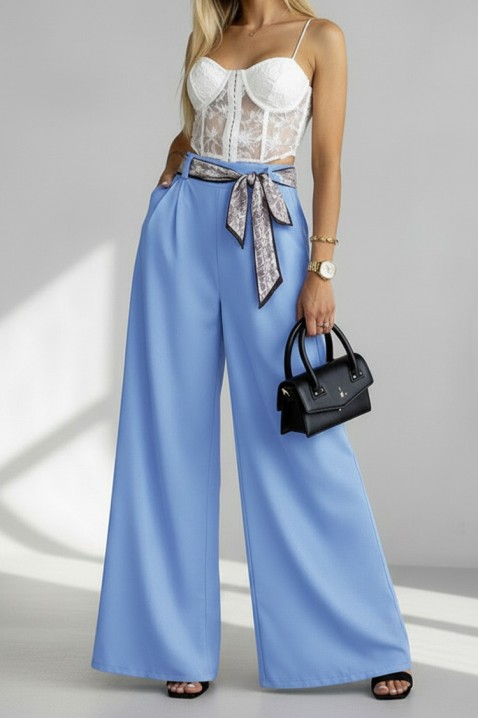 Pantaloni eleganți pentru femei, cu o curea spectaculoasă JULYANI BLUE, Culoare: albastru, IVET.RO - Reduceri de până la -80%