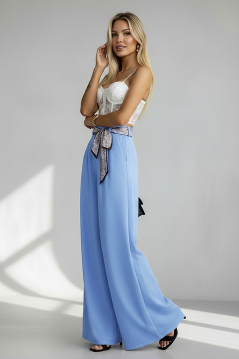 Pantaloni eleganți pentru femei, cu o curea spectaculoasă JULYANI BLUE, Culoare: albastru, IVET.RO - Reduceri de până la -80%