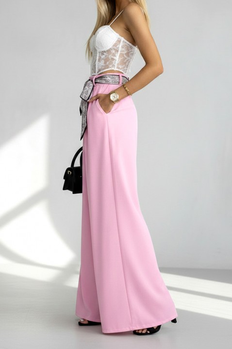 Pantaloni eleganți pentru femei, cu o curea spectaculoasă JULYANI PINK, Culoare: roz, IVET.RO - Reduceri de până la -80%