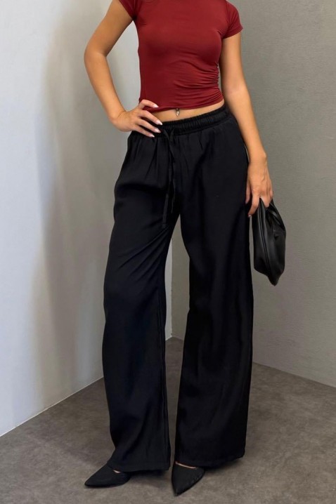 Pantaloni largi pentru femei, cu talie elastică LARENTIA BLACK, Culoare: negru, IVET.RO - Reduceri de până la -80%