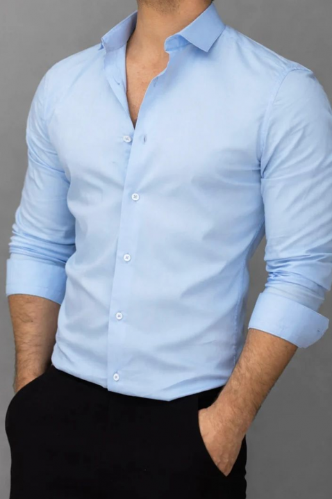 Cămașă elegantă pentru bărbați, cu guler clasic și mâneci lungi MELIHA BLUE, Culoare: albastru, IVET.RO - Reduceri de până la -80%