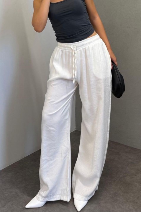 Pantaloni largi pentru femei, cu talie elastică LARENTIA WHITE, Culoare: alb, IVET.RO - Reduceri de până la -80%