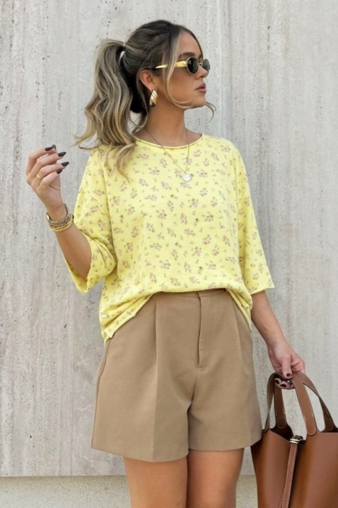 Bluză pentru femei cu imprimeu floral și croială lejeră VELIMINA YELLOW, Culoare: galben, IVET.RO - Reduceri de până la -80%