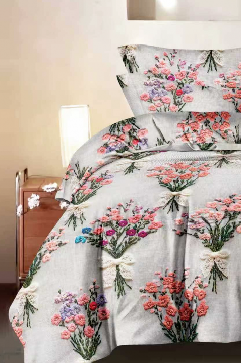 Set elegant de lenjerie de pat din patru piese cu motive florale NESIMA 200x220 cm, Culoare: multicolor, IVET.RO - Reduceri de până la -80%