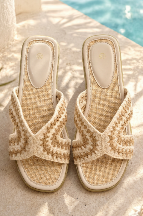 Papuci de damă cu design împletit KREMELA BEIGE, Culoare: bej, IVET.RO - Reduceri de până la -80%