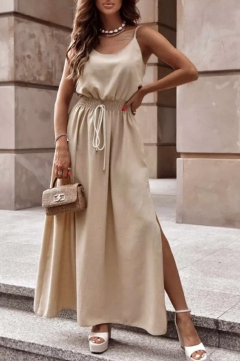 Rochie lungă de vară cu bretele subțiri NIKOLEA BEIGE, Culoare: bej, IVET.RO - Reduceri de până la -80%