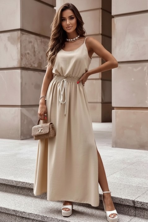 Rochie lungă de vară cu bretele subțiri NIKOLEA BEIGE, Culoare: bej, IVET.RO - Reduceri de până la -80%