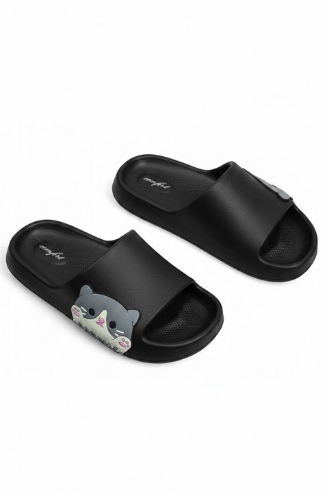 Papuci de damă cu imprimeu cu pisici KEYTINA BLACK, Culoare: negru, IVET.RO - Reduceri de până la -80%
