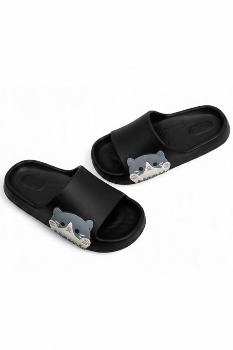 Papuci de damă cu imprimeu cu pisici KEYTINA BLACK, Culoare: negru, IVET.RO - Reduceri de până la -80%