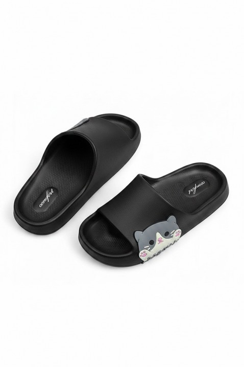 Papuci de damă cu imprimeu cu pisici KEYTINA BLACK, Culoare: negru, IVET.RO - Reduceri de până la -80%