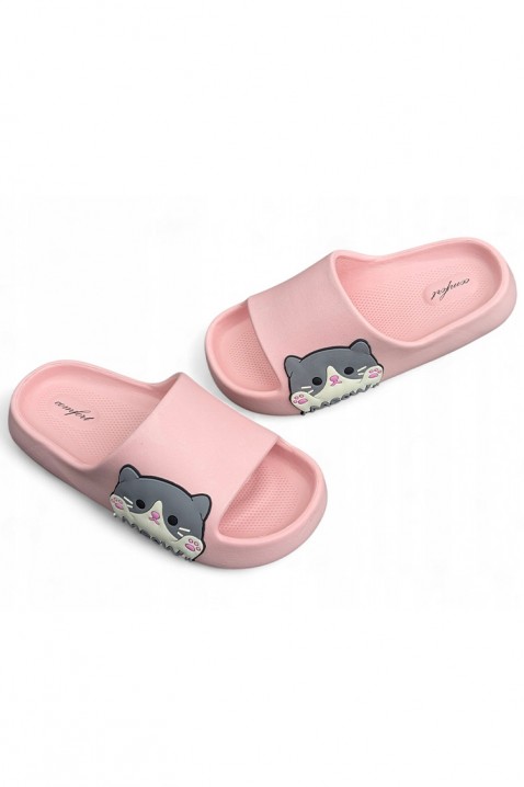 Papuci de damă cu imprimeu cu pisici KEYTINA PINK, Culoare: roz, IVET.RO - Reduceri de până la -80%