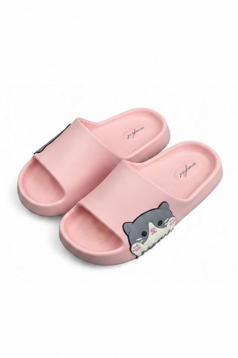 Papuci de damă cu imprimeu cu pisici KEYTINA PINK, Culoare: roz, IVET.RO - Reduceri de până la -80%