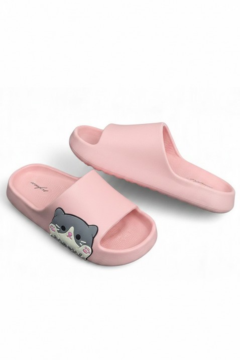 Papuci de damă cu imprimeu cu pisici KEYTINA PINK, Culoare: roz, IVET.RO - Reduceri de până la -80%