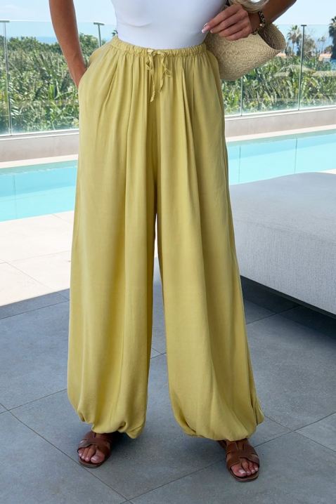 Pantaloni vaporoși pentru femei, de tip balon, cu talie înaltă MEDENA YELLOW, Culoare: galben, IVET.RO - Reduceri de până la -80%