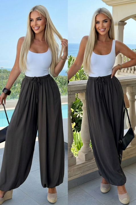 Pantaloni vaporoși pentru femei, de tip balon, cu talie înaltă MEDENA BLACK, Culoare: negru, IVET.RO - Reduceri de până la -80%