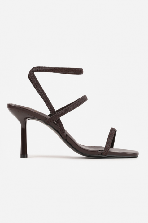 Sandale elegante pentru femei, cu toc subțire și curele delicate MIOLENJA BROWN, Culoare: maro, IVET.RO - Reduceri de până la -80%