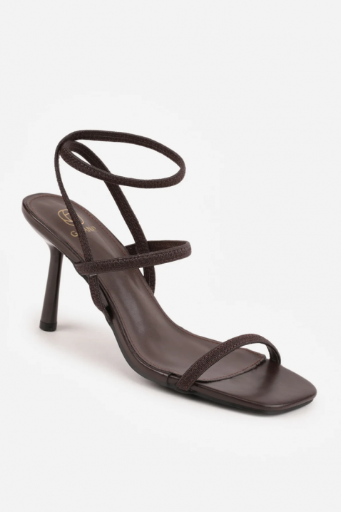 Sandale elegante pentru femei, cu toc subțire și curele delicate MIOLENJA BROWN, Culoare: maro, IVET.RO - Reduceri de până la -80%