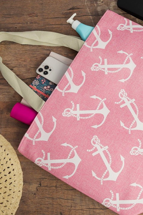 Geantă de plajă cu motiv marin și ancore MARTINALA PINK, Culoare: roz, IVET.RO - Reduceri de până la -80%