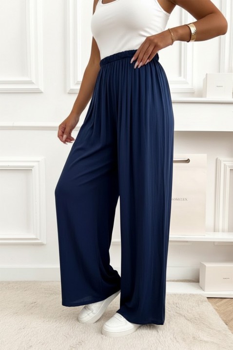 Pantaloni largi pentru femei, cu talie înaltă KLODETA NAVY, Culoare: bleumarin, IVET.RO - Reduceri de până la -80%