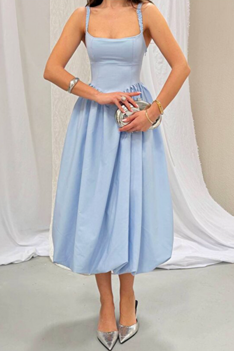 Rochie midi din bumbac, cu siluetă voluminoasă și linie simplă AVALIA SKY, Culoare: azur, IVET.RO - Reduceri de până la -80%