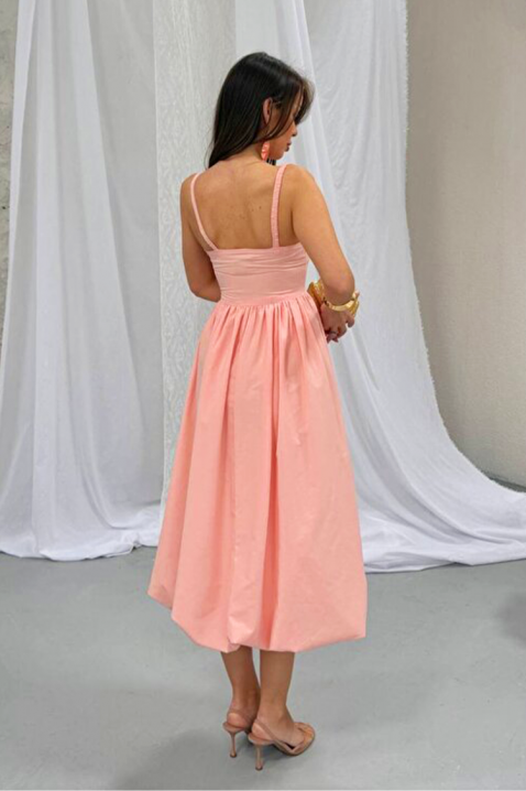Rochie midi din bumbac, cu siluetă voluminoasă și linie simplă AVALIA PEACH, Culoare: piersică, IVET.RO - Reduceri de până la -80%
