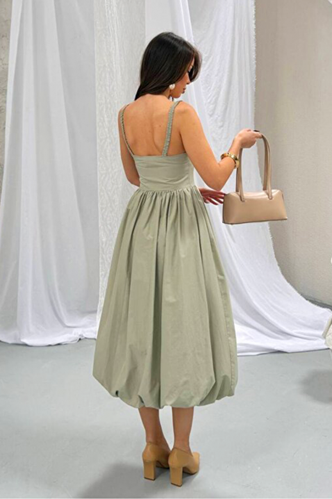 Rochie midi din bumbac, cu siluetă voluminoasă și linie simplă AVALIA GREEN, Culoare: verde, IVET.RO - Reduceri de până la -80%
