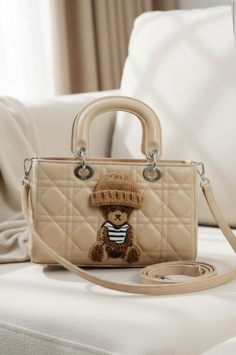 Geantă de damă cu un element decorativ în formă de ursuleț FANTASIA BEIGE, Culoare: bej, IVET.RO - Reduceri de până la -80%