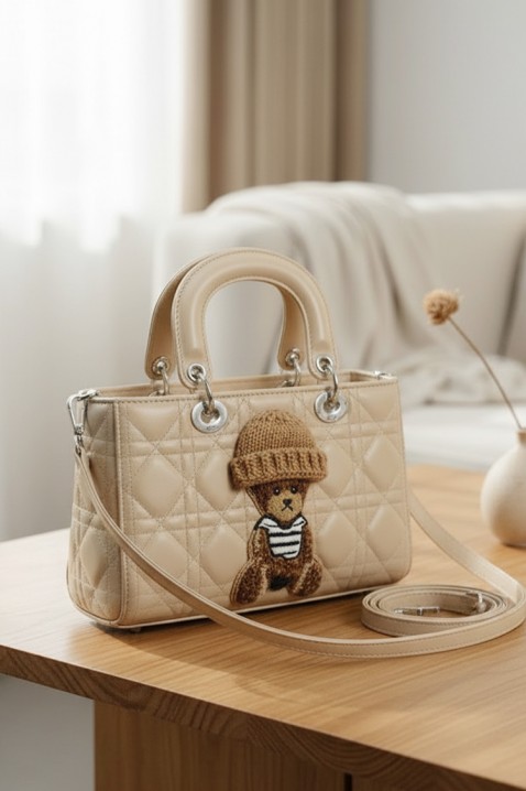 Geantă de damă cu un element decorativ în formă de ursuleț FANTASIA BEIGE, Culoare: bej, IVET.RO - Reduceri de până la -80%