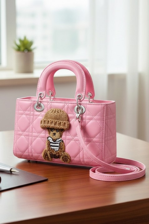 Geantă de damă cu un element decorativ în formă de ursuleț FANTASIA PINK, Culoare: roz, IVET.RO - Reduceri de până la -80%