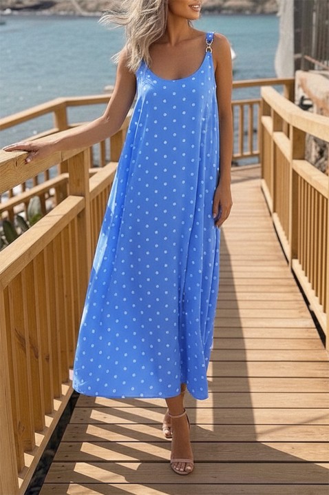 Rochie lungă cu buline, cu o croială lejeră JASMIANA BLUE, Culoare: albastru, IVET.RO - Reduceri de până la -80%