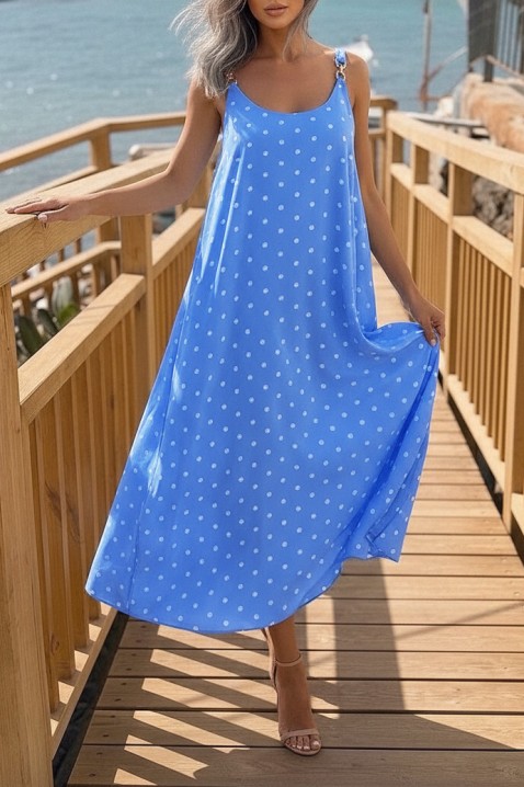 Rochie lungă cu buline, cu o croială lejeră JASMIANA BLUE, Culoare: albastru, IVET.RO - Reduceri de până la -80%