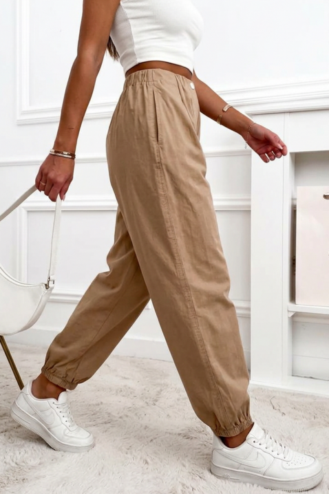 Pantaloni pentru femei cu croială largă și talie înaltă BALINEA BEIGE, Culoare: bej, IVET.RO - Reduceri de până la -80%