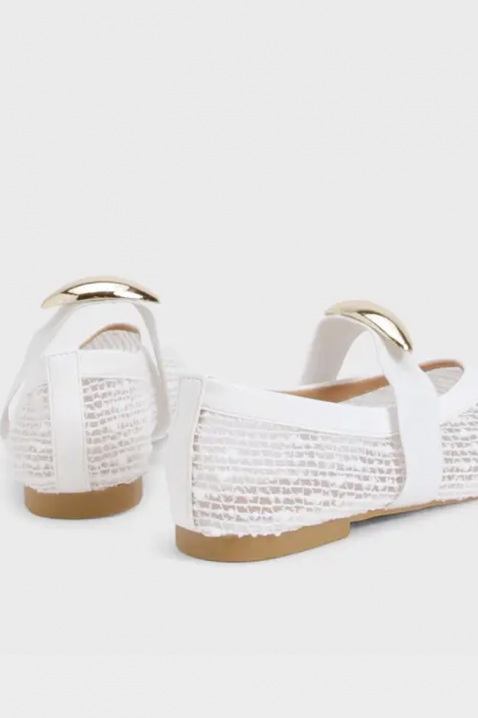 Pantofi de damă tip balerini cu o curea decorativă GALENITA WHITE, Culoare: alb, IVET.RO - Reduceri de până la -80%