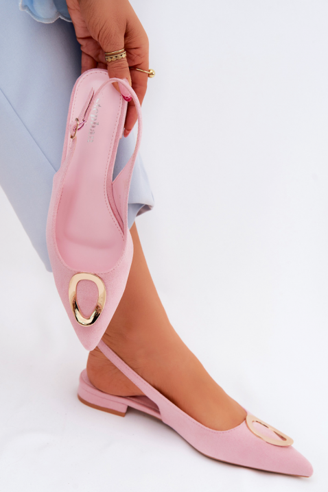 Pantofi eleganți cu călcâi deschis și detalii metalice GERGENA PINK, Culoare: roz, IVET.RO - Reduceri de până la -80%
