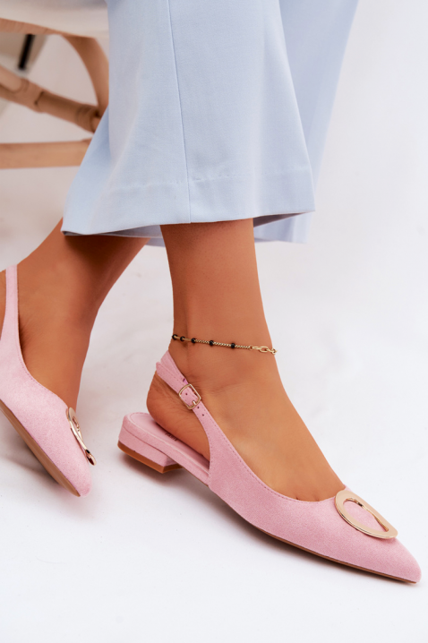 Pantofi eleganți cu călcâi deschis și detalii metalice GERGENA PINK, Culoare: roz, IVET.RO - Reduceri de până la -80%