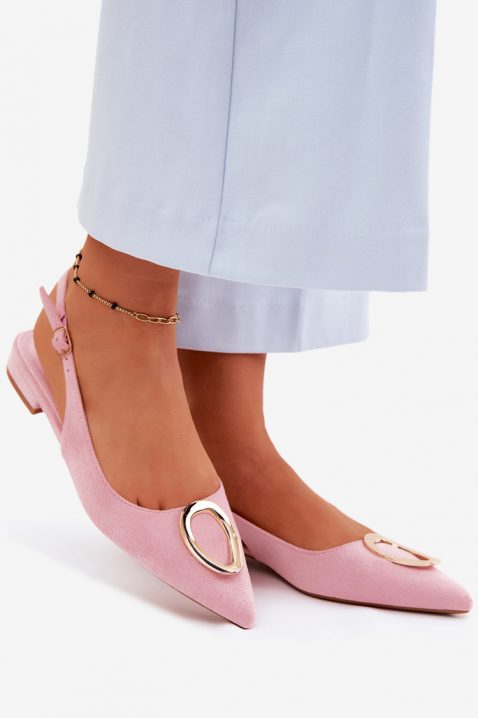 Pantofi eleganți cu călcâi deschis și detalii metalice GERGENA PINK, Culoare: roz, IVET.RO - Reduceri de până la -80%