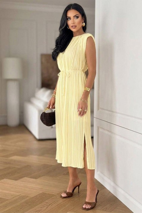 Rochie midi plisată cu curea LORETIA YELLOW, Culoare: galben, IVET.RO - Reduceri de până la -80%